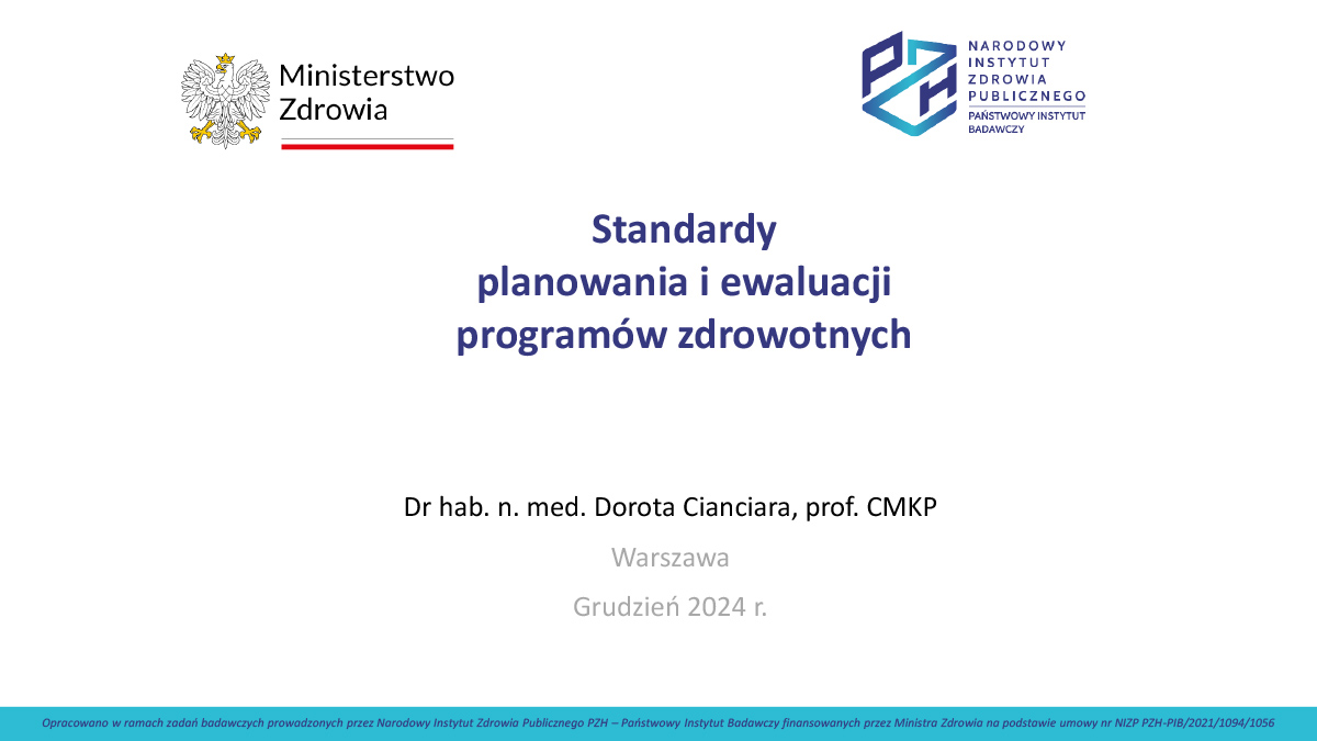Standardy planowania i ewaluacji programów zdrowotnych